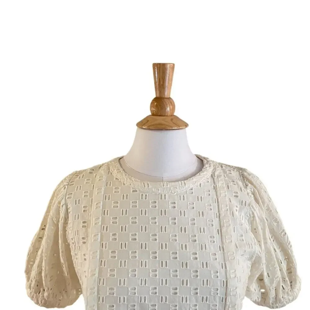 Elizabeth and James Ivory Eyelet Puff Sleeve Blouse, Coquette, Fairy, Size S